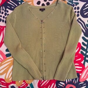 Exist Light Green Women's Cardigan with rhinestones